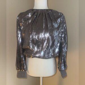 Alice + Olivia Metallic Sequin Blouse